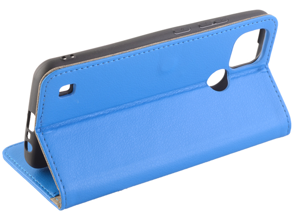 Synthetic Leather Wallet Case with Stand for Realme C21 - Blue