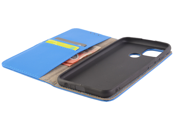 Synthetic Leather Wallet Case with Stand for Realme C21 - Blue