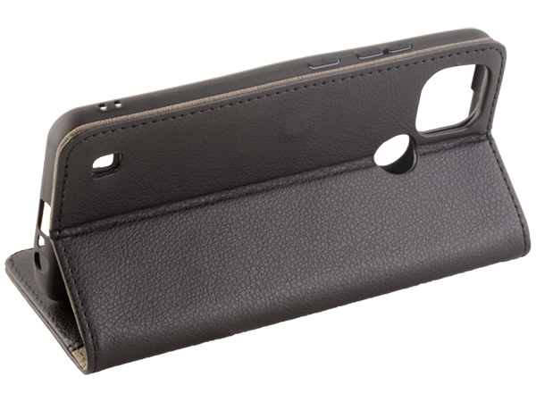Synthetic Leather Wallet Case with Stand for Realme C21 - Black