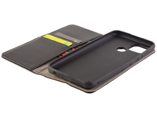 Synthetic Leather Wallet Case with Stand for Realme C21 - Black
