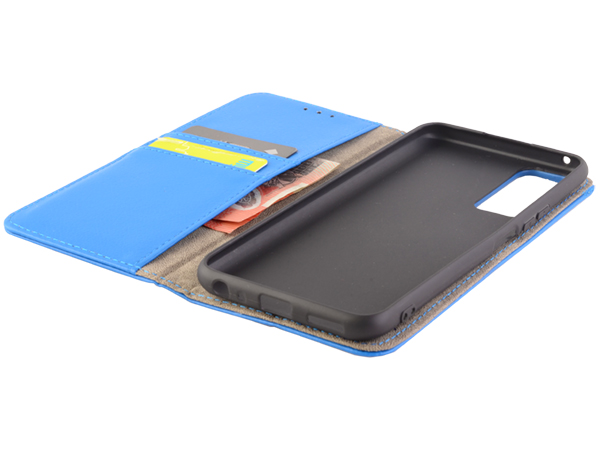 Synthetic Leather Wallet Case with Stand for vivo Y52 5G - Blue