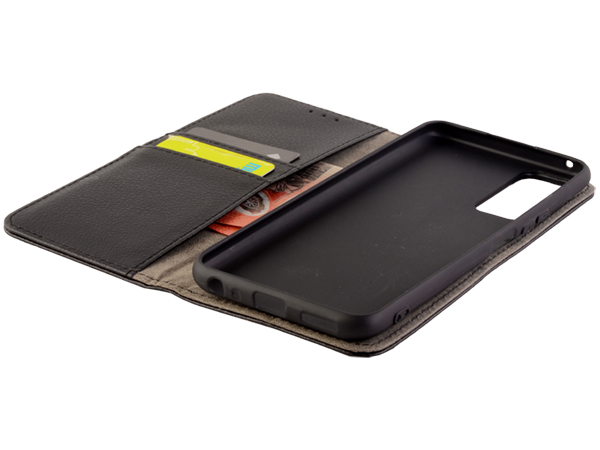 Synthetic Leather Wallet Case with Stand for vivo Y52 5G - Black
