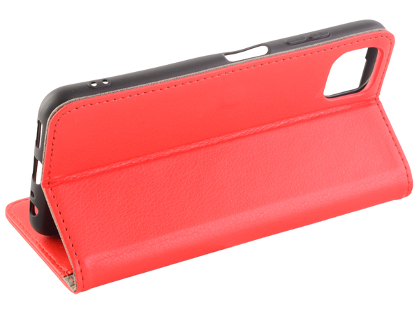 Synthetic Leather Wallet Case with Stand for Samsung Galaxy A22 5G - Red