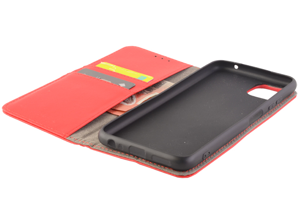 Synthetic Leather Wallet Case with Stand for Samsung Galaxy A22 5G - Red