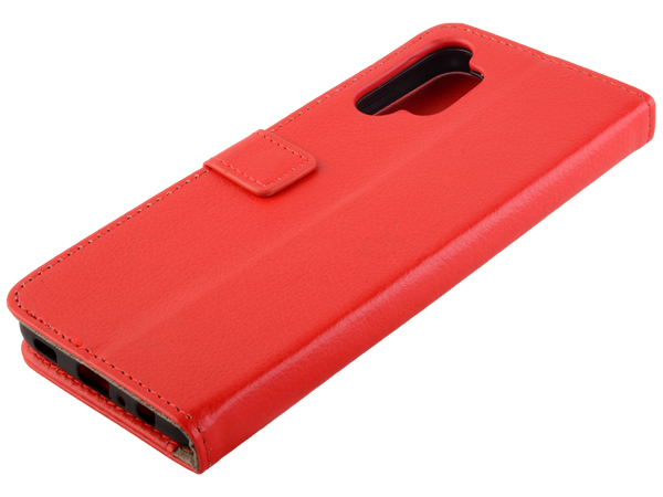 Synthetic Leather Wallet Case with Stand for Samsung Galaxy A32 4G - Red Leather Wallet Case