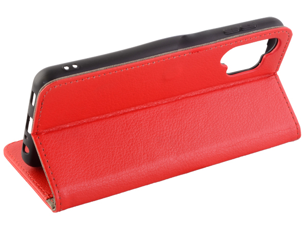 Synthetic Leather Wallet Case with Stand for Samsung Galaxy A32 4G - Red