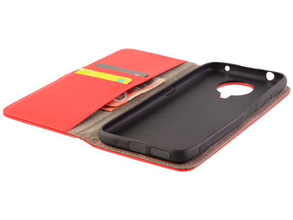 Synthetic Leather Wallet Case with Stand for Nokia G20 - Red
