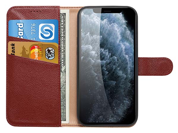 Premium Leather Wallet Case for Apple iPhone 13 Mini - Rosewood