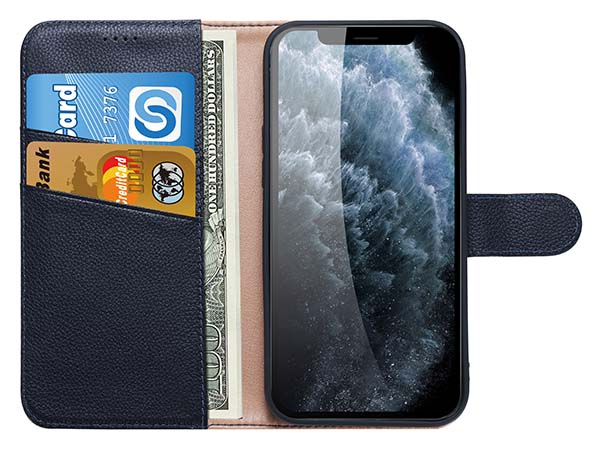 Premium Leather Wallet Case for Apple iPhone 13 Mini - Midnight Blue