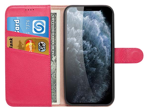 Premium Leather Wallet Case for Apple iPhone 13 Mini - Pink