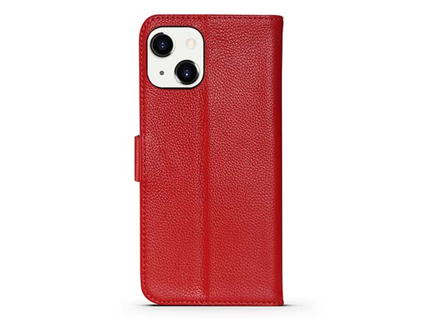 Premium Leather Wallet Case for Apple iPhone 13 Mini - Red Leather Wallet Case