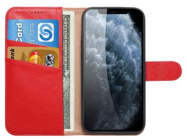 Premium Leather Wallet Case for Apple iPhone 13 Mini - Red