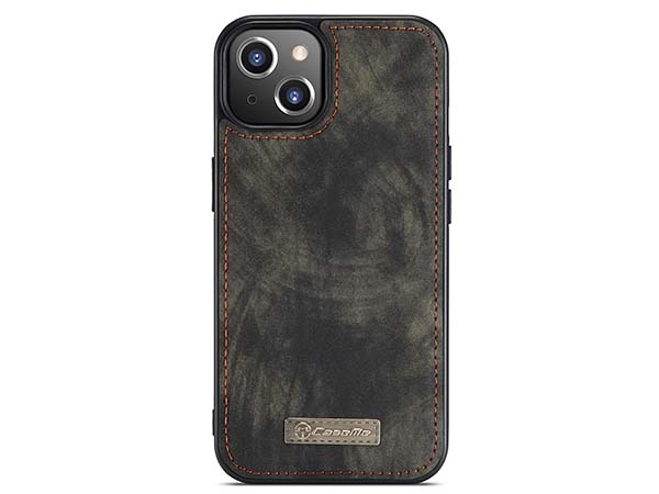 CaseMe 2-in-1 Synthetic Leather Wallet Case for iPhone 13 Mini - Khaki/Grey