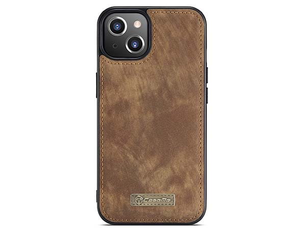 CaseMe 2-in-1 Synthetic Leather Wallet Case for iPhone 13 Mini - Beige/Tan