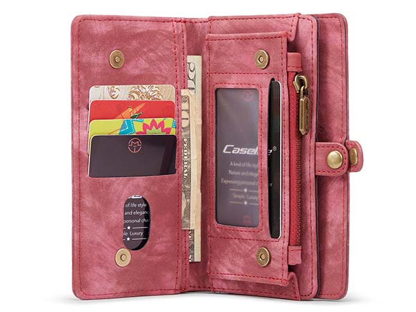 CaseMe 2-in-1 Synthetic Leather Wallet Case for iPhone 13 Mini - Pink/Blush