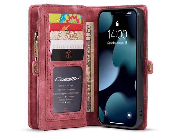 CaseMe 2-in-1 Synthetic Leather Wallet Case for iPhone 13 Mini - Pink/Blush