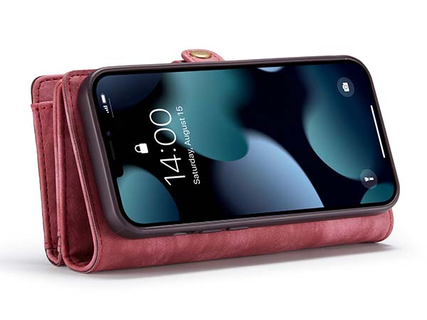 CaseMe 2-in-1 Synthetic Leather Wallet Case for iPhone 13 Mini - Pink/Blush