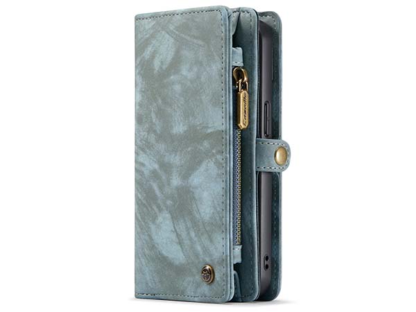 CaseMe 2-in-1 Synthetic Leather Wallet Case for iPhone 13 Mini - Teal/Ash Leather Wallet Case