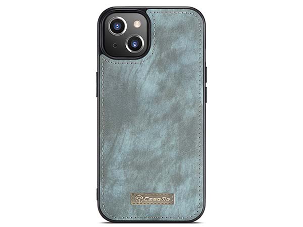 CaseMe 2-in-1 Synthetic Leather Wallet Case for iPhone 13 Mini - Teal/Ash