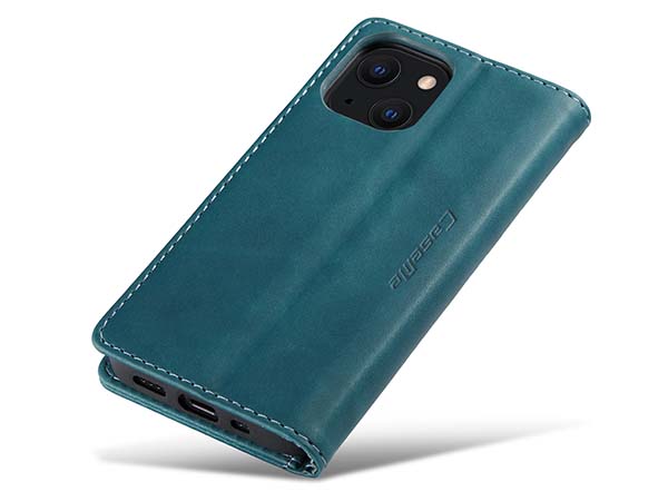 CaseMe Slim Synthetic Leather Wallet Case with Stand for iPhone 13 Mini - Teal