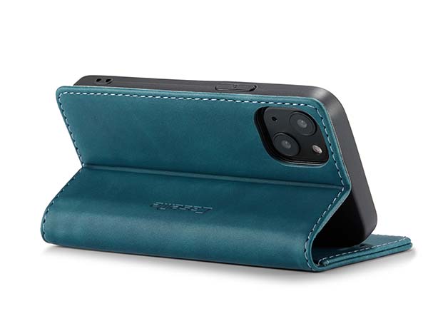 CaseMe Slim Synthetic Leather Wallet Case with Stand for iPhone 13 Mini - Teal