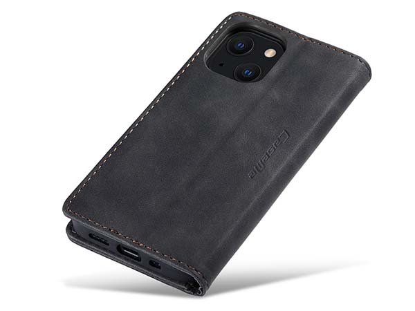 CaseMe Slim Synthetic Leather Wallet Case with Stand for iPhone 13 Mini - Charcoal