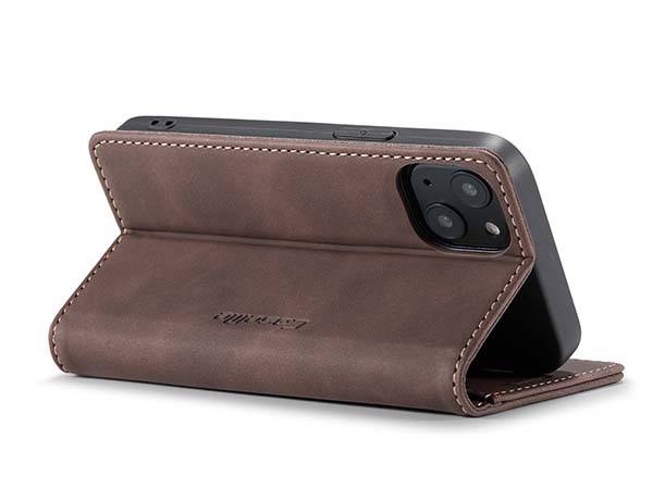 CaseMe Slim Synthetic Leather Wallet Case with Stand for iPhone 13 Mini - Chocolate
