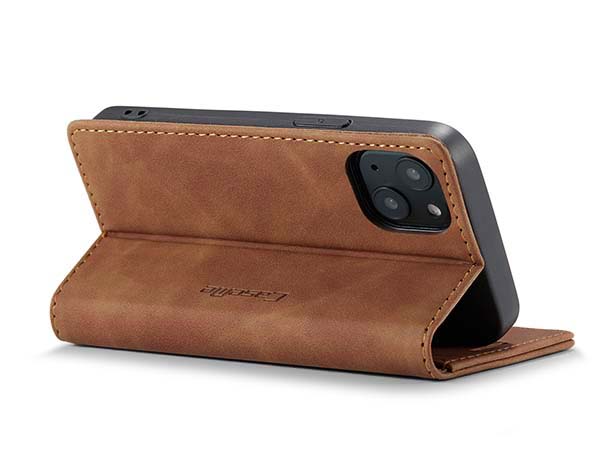 CaseMe Slim Synthetic Leather Wallet Case with Stand for iPhone 13 Mini - Tan