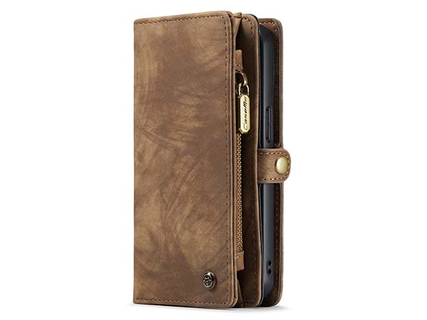 CaseMe 2-in-1 Synthetic Leather Wallet Case for iPhone 13 - Beige/Tan Leather Wallet Case