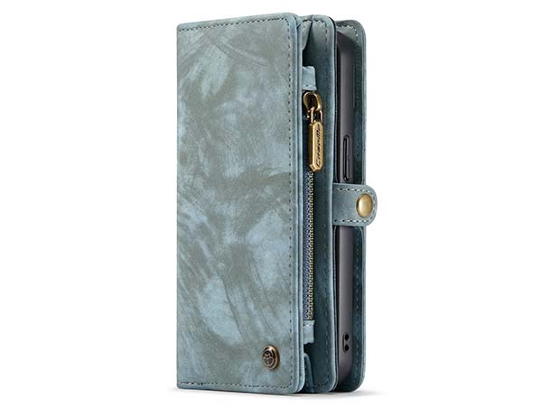 CaseMe 2-in-1 Synthetic Leather Wallet Case for iPhone 13 - Teal/Ash Leather Wallet Case