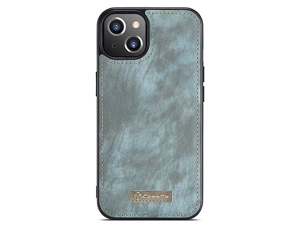 CaseMe 2-in-1 Synthetic Leather Wallet Case for iPhone 13 - Teal/Ash