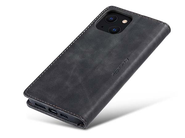 CaseMe Slim Synthetic Leather Wallet Case with Stand for iPhone 13 - Charcoal