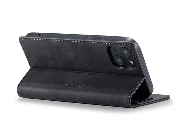 CaseMe Slim Synthetic Leather Wallet Case with Stand for iPhone 13 - Charcoal