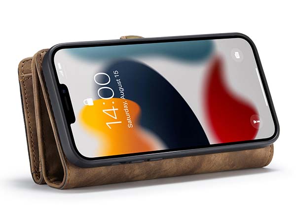 CaseMe 2-in-1 Synthetic Leather Wallet Case for iPhone 13 Pro - Beige/Tan