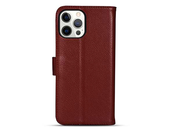 Premium Leather Wallet Case for Apple iPhone 13 Pro Max - Rosewood Leather Wallet Case