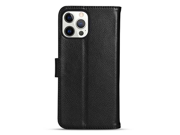 Premium Leather Wallet Case for Apple iPhone 13 Pro Max - Black Leather Wallet Case
