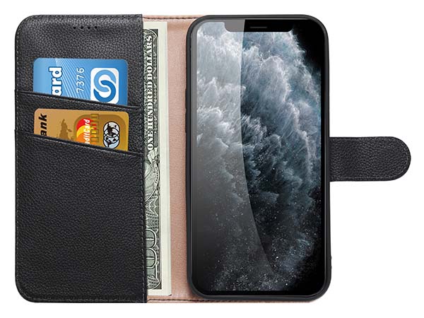 Premium Leather Wallet Case for Apple iPhone 13 Pro Max - Black