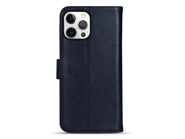 Premium Leather Wallet Case for Apple iPhone 13 Pro Max - Midnight Blue Leather Wallet Case