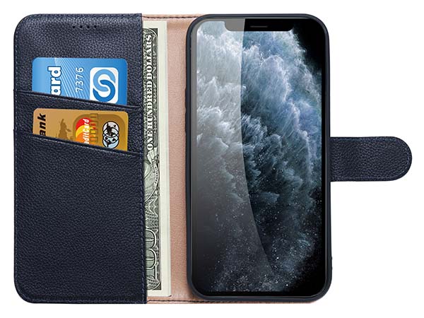 Premium Leather Wallet Case for Apple iPhone 13 Pro Max - Midnight Blue