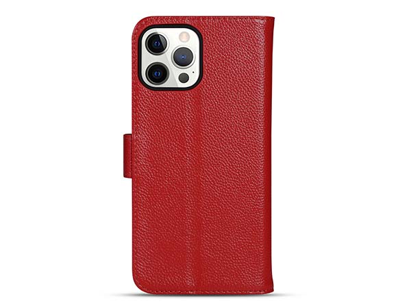 Premium Leather Wallet Case for Apple iPhone 13 Pro Max - Red Leather Wallet Case