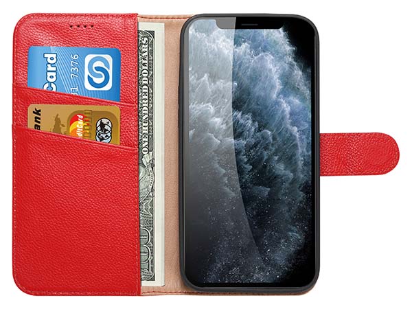 Premium Leather Wallet Case for Apple iPhone 13 Pro Max - Red