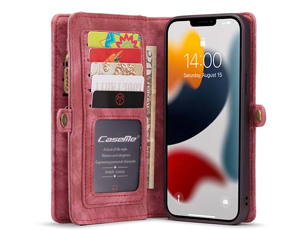 CaseMe 2-in-1 Synthetic Leather Wallet Case for iPhone 13 Pro Max - Pink/Blush