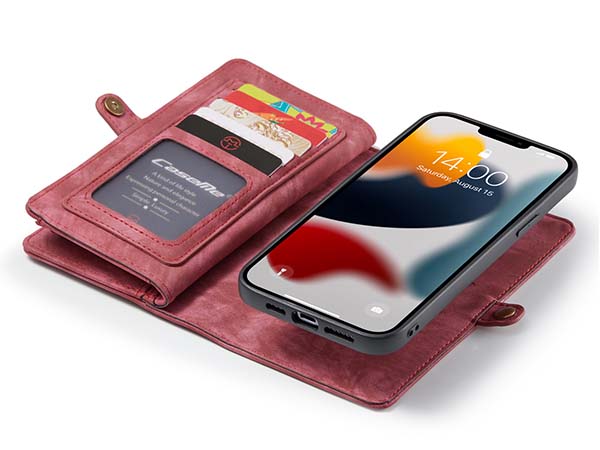 CaseMe 2-in-1 Synthetic Leather Wallet Case for iPhone 13 Pro Max - Pink/Blush