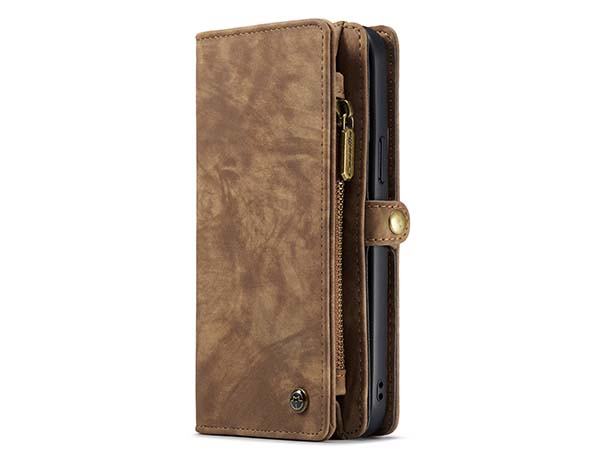 CaseMe 2-in-1 Synthetic Leather Wallet Case for iPhone 13 Pro Max - Beige/Tan Leather Wallet Case