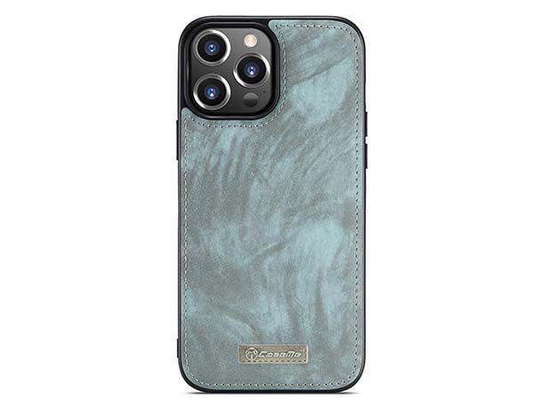 CaseMe 2-in-1 Synthetic Leather Wallet Case for iPhone 13 Pro Max - Teal/Ash