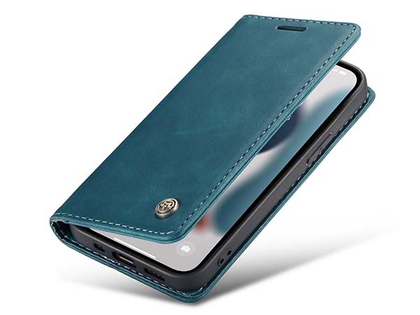 CaseMe Slim Synthetic Leather Wallet Case with Stand for iPhone 13 Pro Max - Teal Leather Wallet Case
