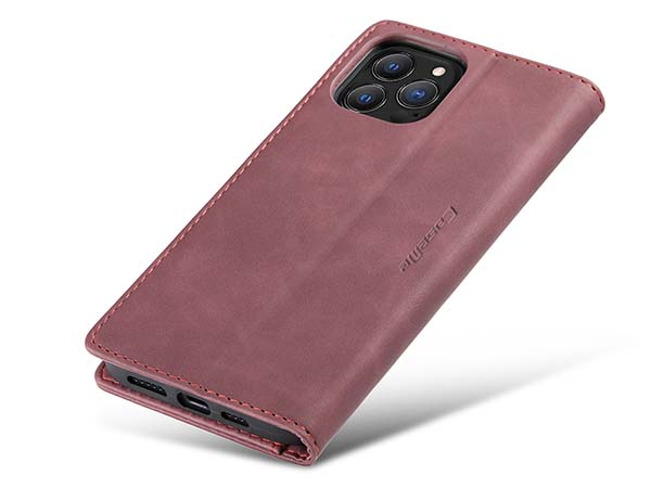 CaseMe Slim Synthetic Leather Wallet Case with Stand for iPhone 13 Pro Max - Burgundy