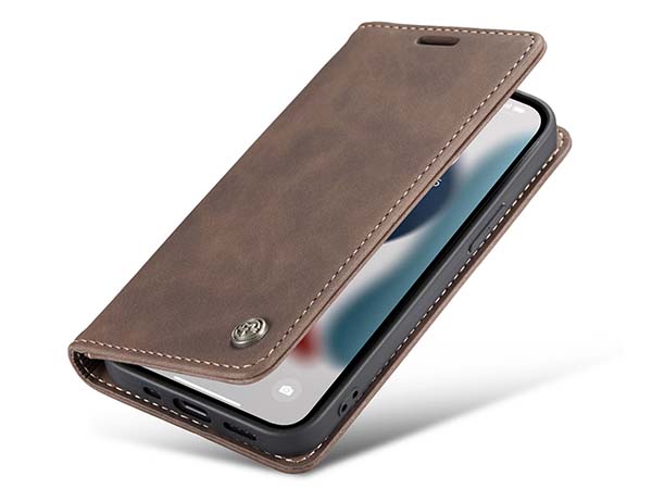 CaseMe Slim Synthetic Leather Wallet Case with Stand for iPhone 13 Pro Max - Chocolate Leather Wallet Case