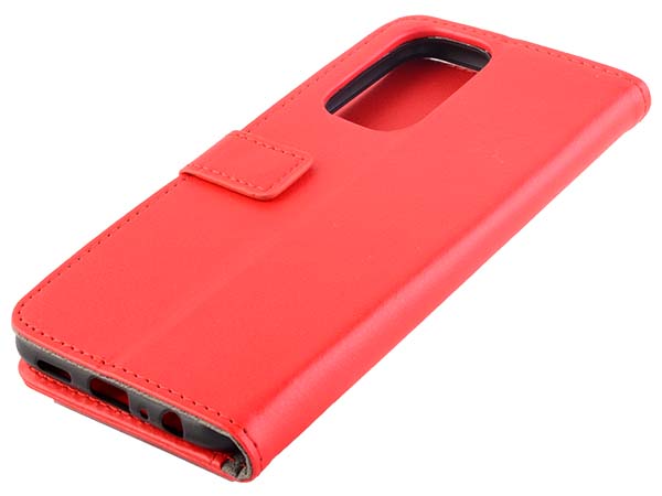Synthetic Leather Wallet Case with Stand for OPPO A94 5G - Red Leather Wallet Case