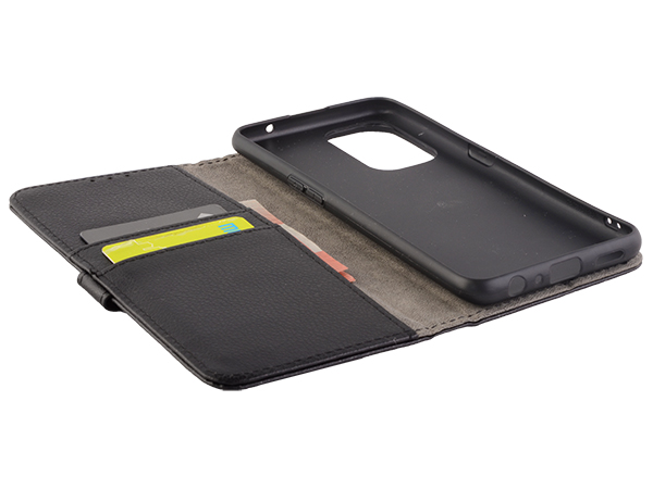 Synthetic Leather Wallet Case with Stand for OPPO A94 5G - Black
